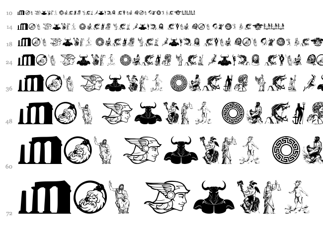 Greek Mythology font waterfall